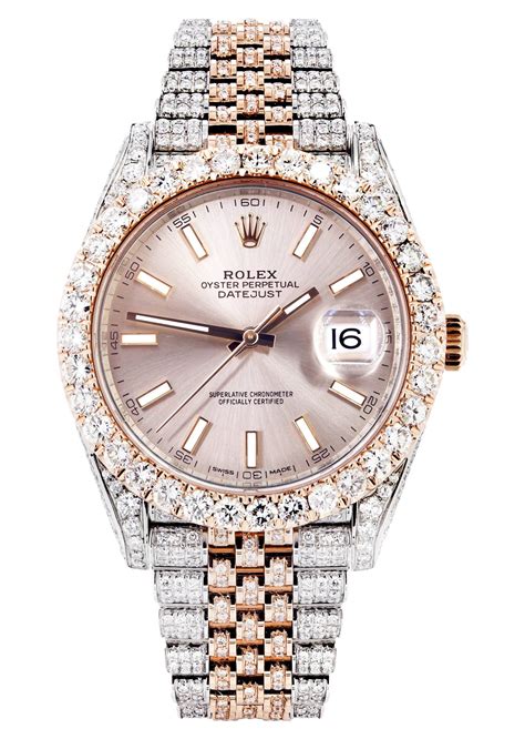 rolex datejust rose gold face diamonds